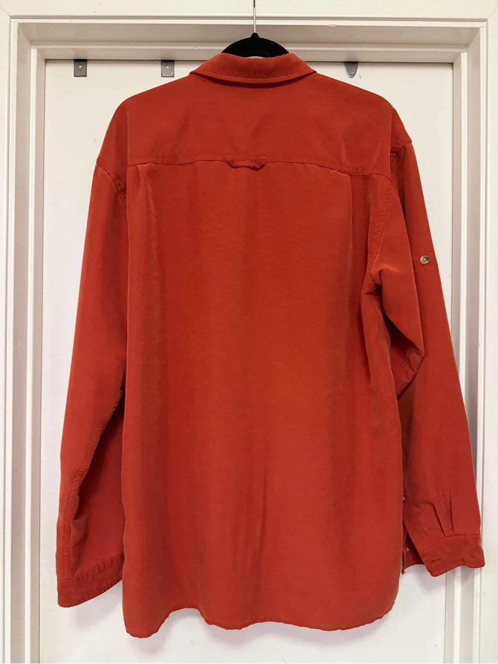 The North Face long sleeve, button-up, rust/orange - size L